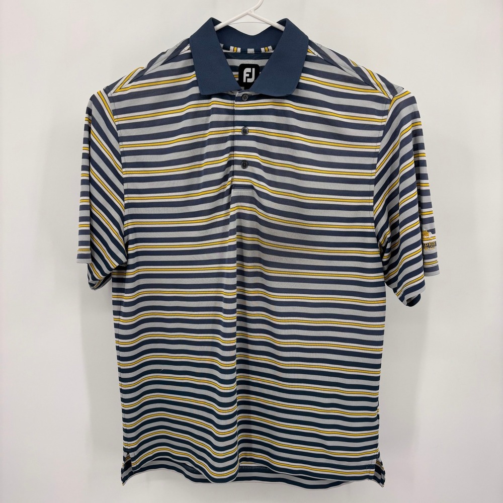 FootJoy Polo Shirt Mens Large Blue Striped Excellent Orchard Ridge Country Club